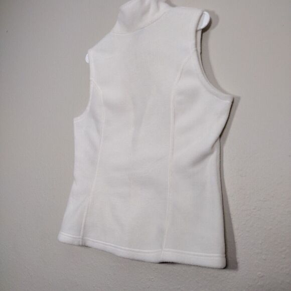 Fleece White Vest Columbia Benton Size M Zip Up Casual Cowl neck Pockets - Picture 10 of 14